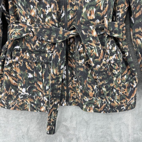 Ted Baker Jacket Womens 6 Inniza Cargo Urban Printed Pockets Camo Belted Green - Picture 6 of 14